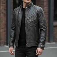 Veste en cuir pleine fleur 100 % sur mesure pour homme, style vintage vieilli, usine OEM/ODM, personnalisation complète, commandes en gros