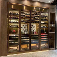 Cave à Vin Thermostatique Moderne en Acier Inoxydable pour la Salle à Manger, Présentoir à Whisky pour Restaurant ou Meuble de Bar d'Hôtel