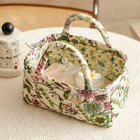 Panier de rangement pliable en tissu floral, petit organisateur portable pour sous-vêtements, jouets, cosmétiques, respirant, pour placard domestique