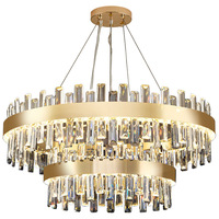 Lustre LED Rond de Mariage en Cristal Style Classique Moderne de Luxe pour Villa, Hôtel, Salon, Suspension à Hauteur Réglable