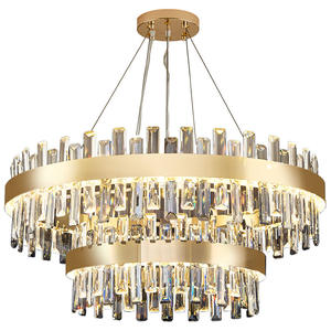 Klassieke moderne luxe villa ronde bruiloft kristallen LED kroonluchter voor hotel woonkamer verstelbare hoogte hanglamp - Product Image 2