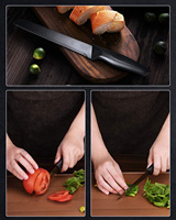 Ensemble de couteaux de chef professionnels en acier inoxydable coloré avec couteau Kiritsuke et couteau de boucher, bloc de couteaux avec manches en PP