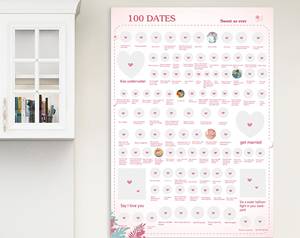 Impression personnalisée Couples Cadeau 100 Dates Nuit Idées Seau Liste Scratchoff Scratch Off Poster - Product Image 3