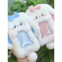 Porte-cartes mignon en forme d'animal, porte-clés en peluche lapin, bus scolaire, pendentif pour affichage de photos, fermeture éclair en PU, blocage RFID imprimé