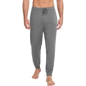 กางเกงนอนขายส่งสำหรับผู้ชาย ผ้าใยไผ่สีเทาเข้ม ไซส์ใหญ่ เนื้อผ้านุ่ม กางเกงขายาวมีกระเป๋า สไตล์ลำลองแบบจ็อกเกอร์ - Product Image 4