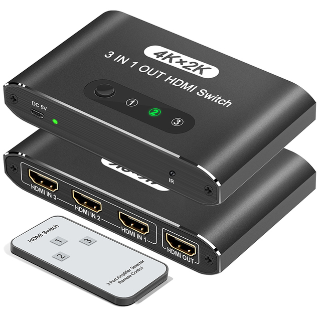 HDMI Switcher 1x3 High Resolution HDMI Switcher Supports 4k30hz 1080p60hz HD Resolution HDMI Switch Splitter for Computer Pc