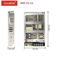 Alimentation électrique AC-DC JIANGTEK PFP-75-12 90-264VAC/120-370VDC 12V 6.3A 84% d'efficacité Protection contre les surcharges/courts-circuits pour CCTV