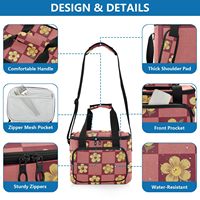 Panier isotherme en nylon à motif floral à carreaux, grand sac de plage et de pique-nique, 24 L, capacité 24 canettes, pour camping en extérieur
