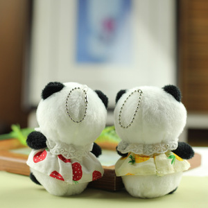 Porte-clés Mini <span class=keywords><strong>Panda</strong></span> avec perles décoratives, figurine charmante en tenue de fruits (fraise, ananas), idéal pour les cadeaux de fête d'anniversaire - Product Image 5