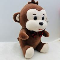 Peluche singe gentleman kawaii, animal en peluche doux avec nœud papillon à carreaux pour cadeaux d'enfants