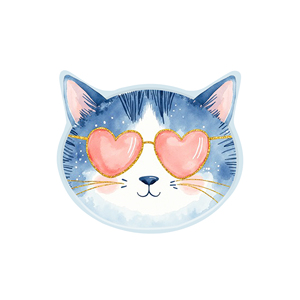 Juego de Platos Desechables de Papel con Diseño de Gato de Dibujos Animados con Gafas en Forma de Corazón, Tema de Fiesta de Gatos de Dibujos Animados, Marca DAMAI - Product Image 3