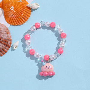 Venta al por mayor de dibujos animados de animales marinos de acrílico con cuentas pulseras para niños, medusas cangrejo y ballena lindas pulseras y pulseras - Product Image 3