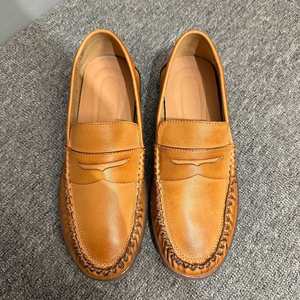 Chaussures en cuir décontractées pour hommes de style britannique authentique, nouvelles mocassins rétro à enfiler en cuir de vachette souple avec boucle, confortables toutes saisons, imprimées en 3D - Product Image 4