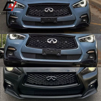 Ensemble de pare-chocs avant élégant pour Infiniti Q50 Q50L 2018-2023, en ABS noir brillant, avec calandre sport en nid d'abeille, accessoire de kit carrosserie amélioré