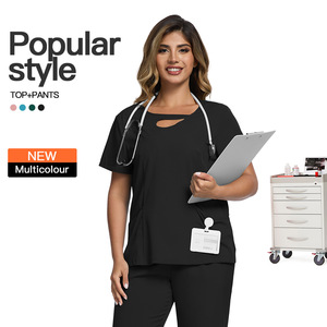 Ensemble de Blouses et Pantalons Médicaux <span class=keywords><strong>Grande</strong></span> <span class=keywords><strong>Taille</strong></span> pour Femmes, Couleur Unie, Tissu Polyester Dobby – Uniforme Professionnel pour Infirmières, Médecins, Salons de Beauté et Magasins - Product Image 4