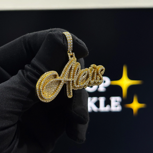 Pendentif personnalisé fait main avec pierres Moissanite serties, bijou streetwear hip-hop personnalisé, collier, breloque, cadeau - Product Image 2