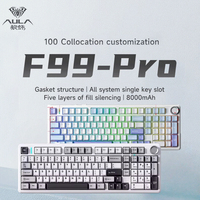 Nouveau clavier mécanique ergonomique en plastique AULA F99 PRO avec rétroéclairage RVB, touches personnalisables, pour jeux, saisie, bureau, usage domestique, ordinateur de bureau