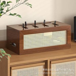 Caja de Almacenamiento para Router WiFi de Madera, Organizador de Escritorio Rectangular Marrón con Diseño de Ventilación, Caja de Gestión de Cables - Product Image 4