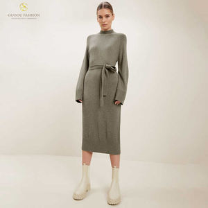 Maglione lavorato a maglia in lana di nuova moda vestito maglione lavorato a maglia Casual a mezza manica lunga da donna - Product Image 1