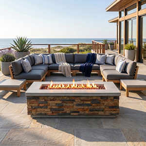 Modern Free Style Propane Gas <b>Fire</b> <b>Table</b> Outdoor <b>Fire</b> <b>Pit</b> with Corten Steel Construction 50000BTU Heating for Garden & Party Use - Product Image 4