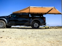 Toldo de 180 Grados con Doble Poste, LED Blanco, Amarillo y Ámbar, 3 Colores, Impermeable, Patas Ajustables, Parasol Lateral para Auto