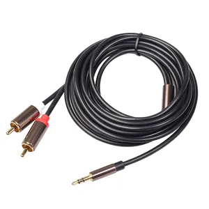 Grosir kualitas tinggi murah berpelindung kawat aluminium Aloi cangkang oksigen bebas tembaga serbaguna 3.5mm kabel Audio RCA