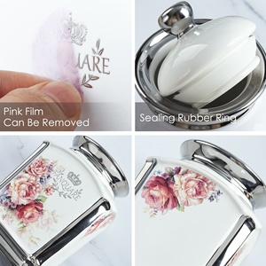 Máy Rửa Chén An Toàn Retro Sứ Lưu Trữ Container Bạc Trim Gốm Nhà Bếp Canister <span class=keywords><strong>Jar</strong></span> Cho Trà Đường Cà Phê <span class=keywords><strong>Creamer</strong></span> Chậu - Product Image 3