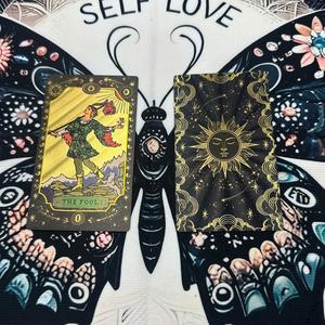 2025新款黑金箔太阳女神塔罗牌78张塑料桌游卡翻页书盒扑克牌 - Product Image 3