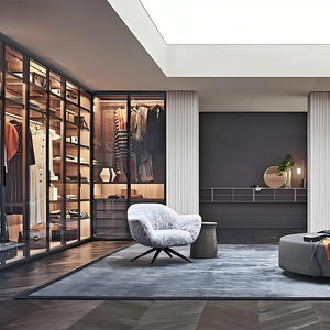 <span class=keywords><strong>Cabina</strong></span> <span class=keywords><strong>Armadio</strong></span> Moderna in Alluminio Personalizzata con Porta <span class=keywords><strong>Scorrevole</strong></span> in Vetro per Camere da Letto, Ufficio e Sala da Pranzo - Guardaroba Indipendente - Product Image 6