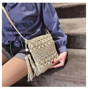 Bolso de mano de playa con cuentas de madera Retro para mujer, bolso de hombro abierto de verano grande, Correa OEM importado, tejido de paja, tendencia de moda para niñas - Product Image 4