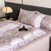 Ensemble quatre pièces en coton lyocell imprimé numériquement, style luxe léger français