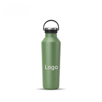 Bouteille d'eau isotherme réutilisable écologique en SUS304 avec poignée en silicone pour la conduite et les activités de plein air