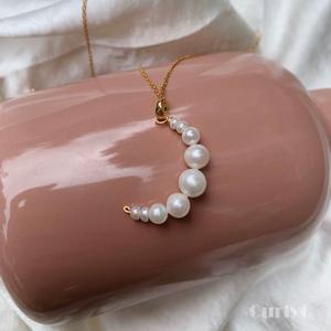 Collar de Perlas de Agua Dulce Naturales Francesas, Estilo Luna Creciente, Cadena de Clavícula Retro, Estilo Diosa, Inmortal - Product Image 3