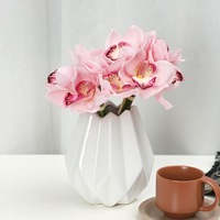 YL Wholesale – Nouveaux bouquets d'orchidées Cymbidium artificielles faites à la main, haute simulation, 4 têtes, toucher naturel, pour la décoration intérieure