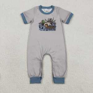 Conjunto de Mameluco de Manga Corta para Bebé Niño, Modelo SR3806, con Estampado de Conejito de Pascua y Lazos Azules, Venta al por Mayor, Listo para Enviar - Product Image 6