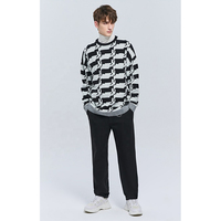 Benutzer definierte OEM & ODM Vintage geometrische Muster Jacquard Langarm Strick pullover Männer Pullover Männer Mode Pullover