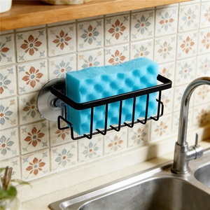 Support de rangement moderne pour éponges de cuisine avec égouttoir, en acier inoxydable, design boule, double niveau, panier suspendu pour serviettes - Product Image 4