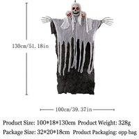 Décoration suspendue Crâne à trois têtes lumineux et sonore pour Halloween, grande taille, pour entrée intérieure et pièce hantée