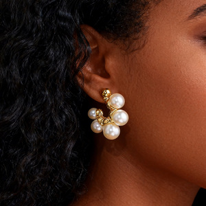 <b>Cuff</b> <b>Earrings</b> Pearl 18k Gold Plated U-Shaped Teardrop Geometric Everyday Wear - Product Image 1