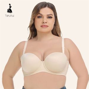 Sujetador sin tirantes YZ 2026 para mujer, con ligera forro, para busto grande, antideslizante, con aros, cobertura total, talla grande - Product Image 5