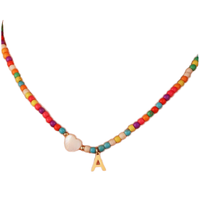 Collier tendance avec pendentif cœur en alliage plaqué or 26 lettres et perles en résine serties pavé pour anniversaire féminin