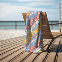 Design personnalisé de haute qualité fleur bleue serviette de plage matériel brodé rayé logo marque privée serviette de plage