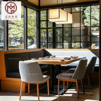 Ensemble table et chaises en bois massif carré moderne personnalisé pour restauration rapide, cafétéria, café, restaurant commercial, hôtel