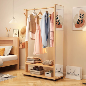 Perchero de madera maciza de 80x32x107cm, diseño moderno con espejo, multiusos, para uso en el hogar y el dormitorio - Product Image 2