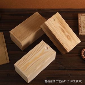 Boîte d'emballage en bois rectangulaire, couleur bois naturel, pour offrir en cadeau, pour ranger des bijoux, du thé - Product Image 5