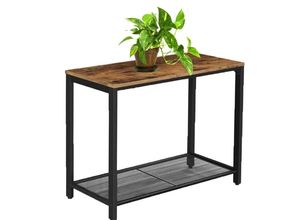 Industrieller Fernsehtisch mit Netz-Ablagefach, robustem schwarzem Metallrahmen - Product Image 2