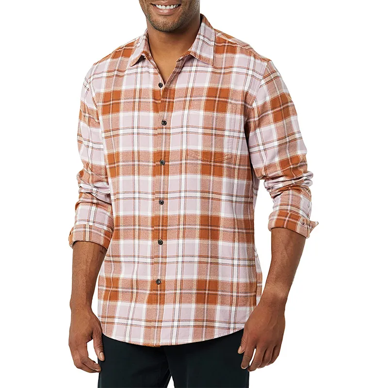 Hot Sale Plus Size Men'S Shirts Cotton Casual Plaid Long Sleeve Shirts For Men