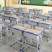 Ensemble bureau et chaise pour étudiant en métal moderne à hauteur réglable pour salle de classe et bureau à domicile, personnalisation possible