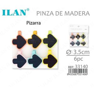 Épingles à linge en bois Ilan avec mini tableau noir 3,5 cm, lot de 6, pour vêtements - Product Image 3