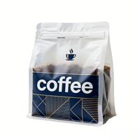 Sachets plats transparents givrés personnalisés pour café, résistants à l'humidité, de qualité alimentaire, en plastique transparent, avec fermeture éclair